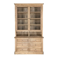 Hamptons Halifax 2 Glass Door 6 Drawer Kitchen Cabinet