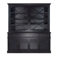 Hamptons Coastal Seaside Glass Hutch Cabinet and Buffet