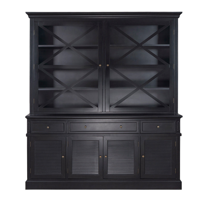 Hamptons Coastal Seaside Glass Hutch Cabinet and Buffet