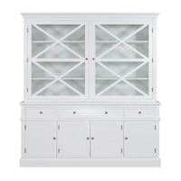 Hamptons Coastal Seaside Glass Hutch Cabinet and Buffet