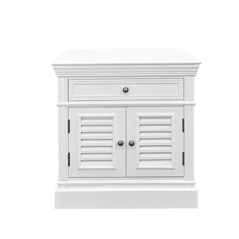 (Factory Second) Hamptons Classic 1 Drawer Bedside Table with Louvered Doors