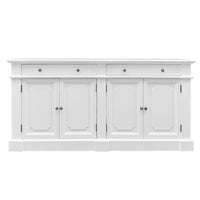 Harbourline Classic Hamptons Panelled Sideboard Buffet & Console Cabinet with 4 Doors & 2 Drawers