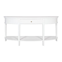 Hamptons Coastal Half-Moon Curve Hallway Console Table Dentil Molding Design