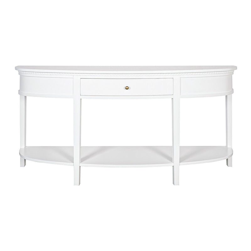 Hamptons Coastal Half-Moon Curve Hallway Console Table Dentil Molding Design