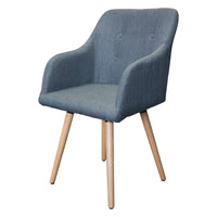 Set of 2 Upholstered Modern Fabric Dining Arm Chairs Grey