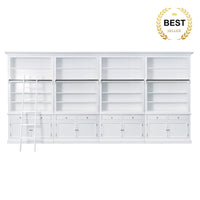 Hamptons Halifax Open Extendable Bookcase with Ladder 486-604cm