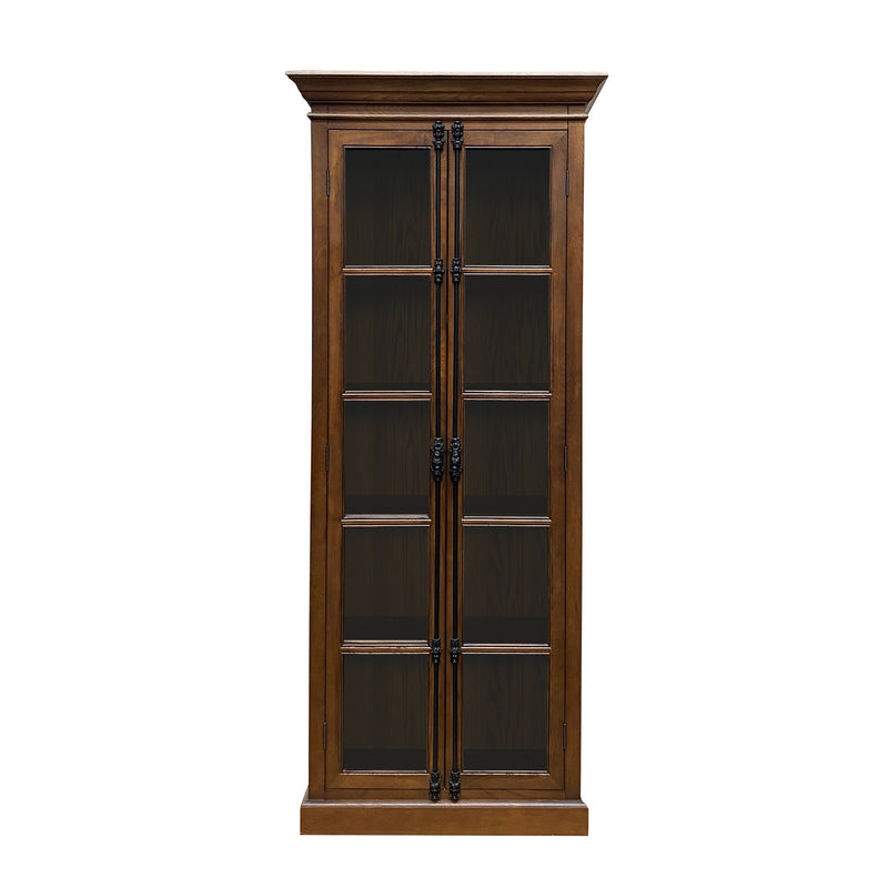(Factory second)French Provincial Casement Double Door Glass Display Cabinet Bookcase