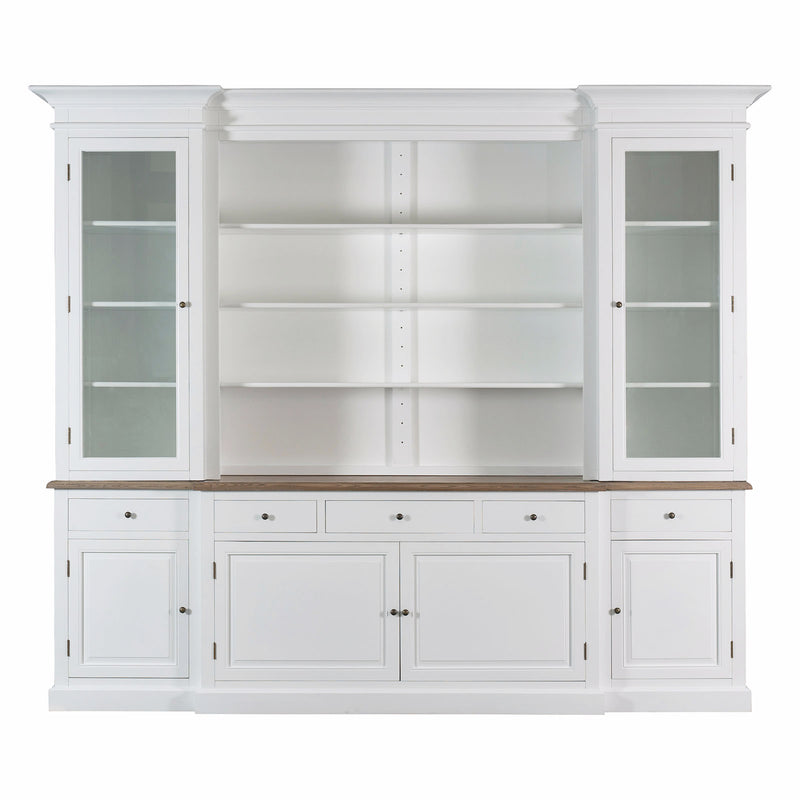 Hamptons Sorrento Buffet Sideboard Glass Hutch Open Bookcase