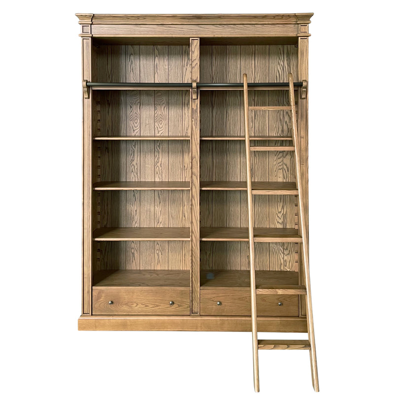 Hamptons Halifax Open Library Bookcase with Ladder 170cm