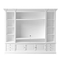 Hamptons Coastal White Entertainment Unit Cabinet with Optional Solid Hardwood Upgrade