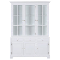 Hamptons Coastal Buffet and Hutch Glass Display Cabinet Bookcase