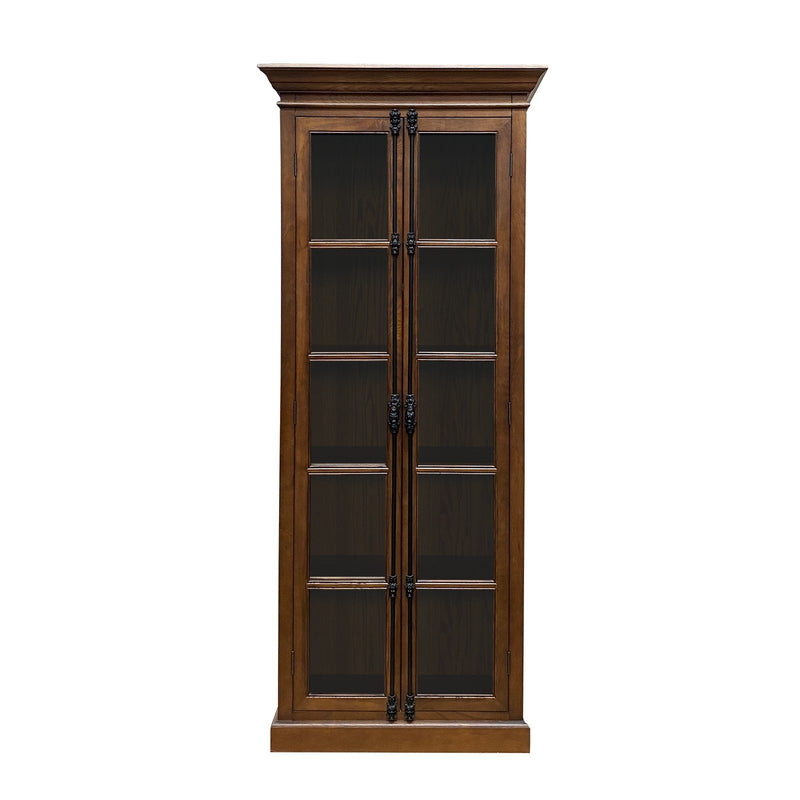 French Provincial Casement Double Door Glass Display Cabinet Bookcase