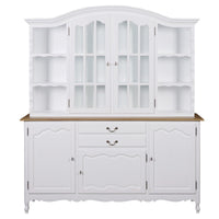 French Provincial Louis Glass Display Buffet and Hutch Kitchen Dresser Cabinet