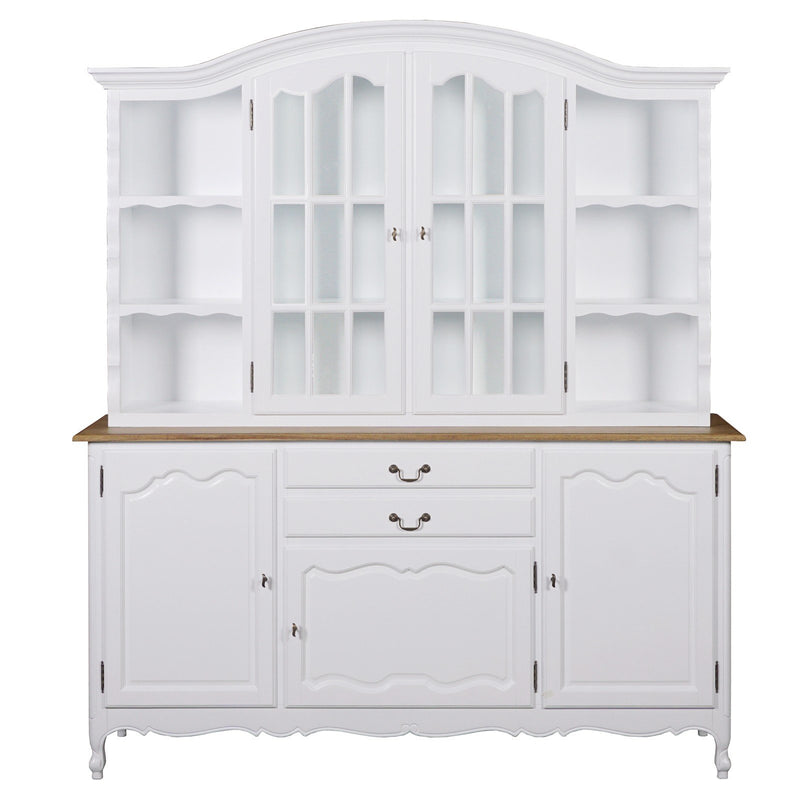 French Provincial Louis Glass Display Buffet and Hutch Kitchen Dresser Cabinet