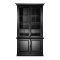 French Provincial Casement Double Glass Door Display Buffet and Hutch Cabinet Bookcase