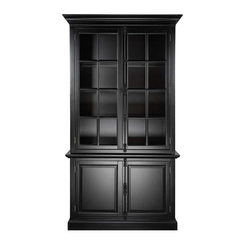 French Provincial Casement Double Glass Door Display Buffet and Hutch Cabinet Bookcase