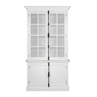 French Provincial Casement Double Glass Door Display Buffet and Hutch Cabinet Bookcase