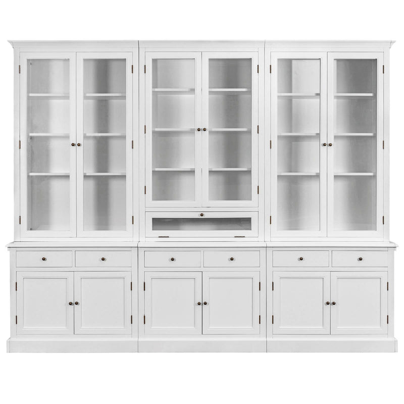 Hamptons Halifax Glass Door Hutch Modular Display Buffet Cabinet Bookcase Cupboard