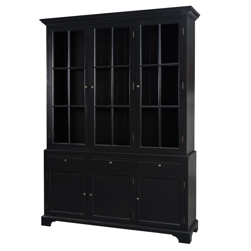 Hamptons Coastal Buffet and Hutch Glass Display Cabinet Bookcase