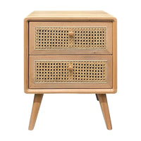 Contemporary Modern Scandinavian Nordic Rattan Bedside Table