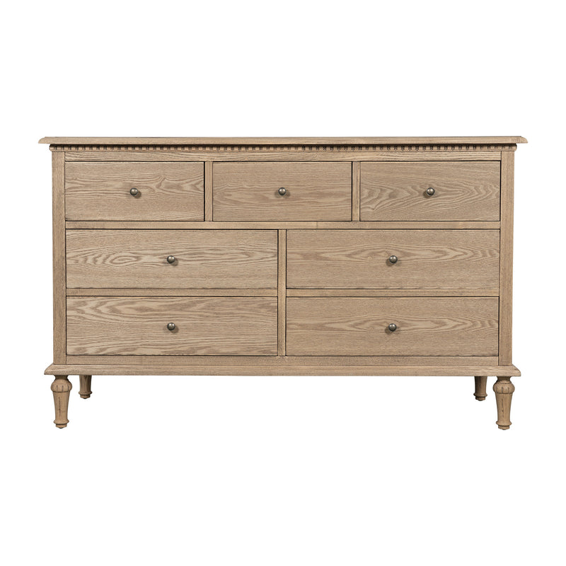 Hamptons Heritage 7 -Drawer Tallboy Dresser with Classic Turned Legs and Dentil Molding Design