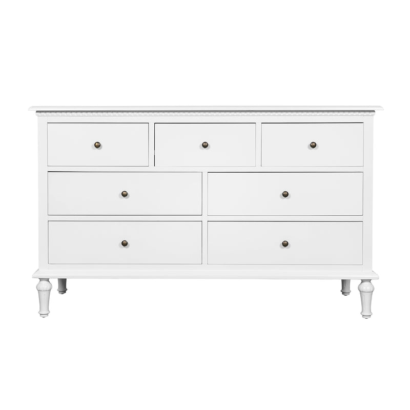 Hamptons Heritage 7 -Drawer Tallboy Dresser with Classic Turned Legs and Dentil Molding Design