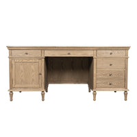 New England Hamptons Executive Desk with Dentil Moulding & Turned Legs – 6 Drawer 1 cupboard Pedestal Study Desk