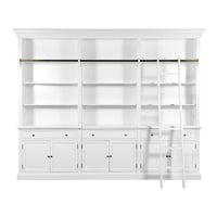 Hamptons Halifax 3 Bay Buffet and Hutch Bookcase with Ladder