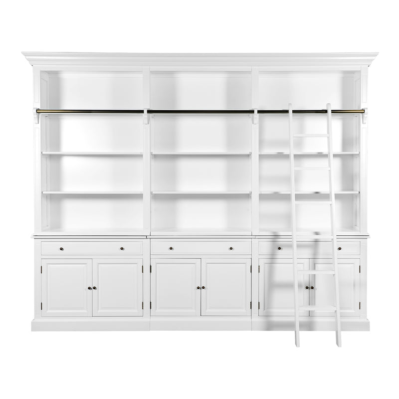 Hamptons Halifax 3 Bay Buffet and Hutch Bookcase with Ladder