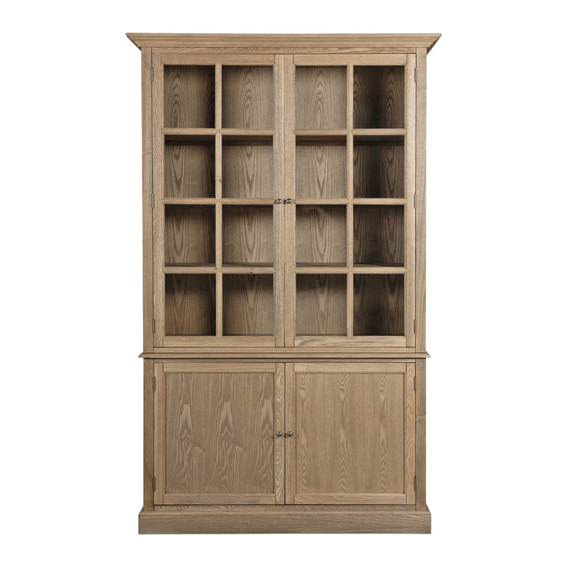 Hamptons Coastal Hutch Glass Display Cabinet Bookcase and Buffet Cupboard