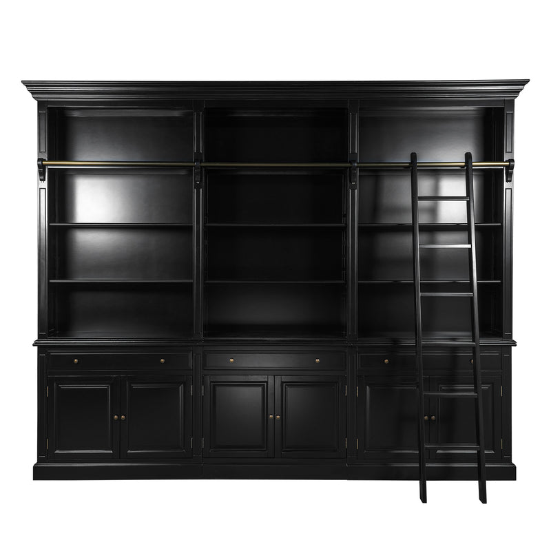 Hamptons Halifax 3 Bay Buffet and Hutch Bookcase with Ladder