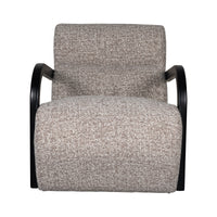 The Mosaic Bouclé Lounge Armchair with Black / Natural Frame in French Mist Grey / Toasted Oatmeal / Butter Cream