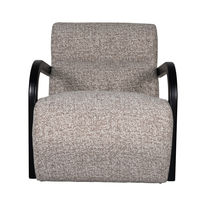 The Mosaic Bouclé Lounge Armchair with Black / Natural Frame in French Mist Grey / Toasted Oatmeal / Butter Cream