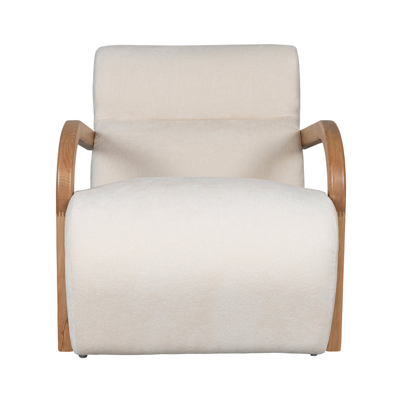 The Mosaic Bouclé Lounge Armchair with Black / Natural Frame in French Mist Grey / Toasted Oatmeal / Butter Cream