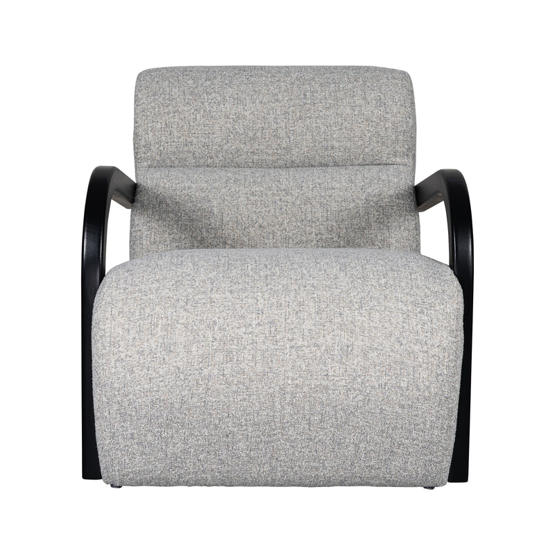 The Mosaic Bouclé Lounge Armchair with Black / Natural Frame in French Mist Grey / Toasted Oatmeal / Butter Cream