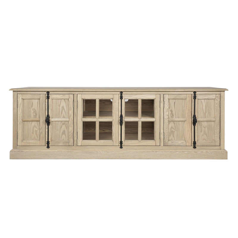 French Provincial Rustic Charm Glass-Door TV Entertainment Unit