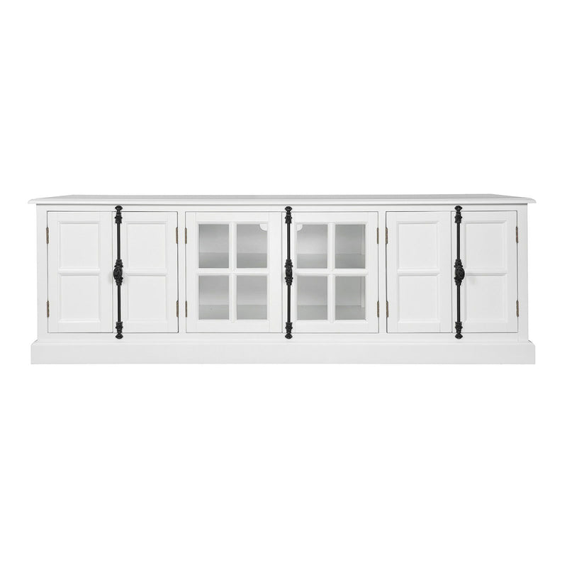French Provincial Rustic Charm Glass-Door TV Entertainment Unit