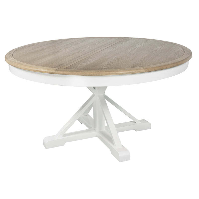 Hamptons Sorrento 150-190cm Round Extendable Trestle Dining Table