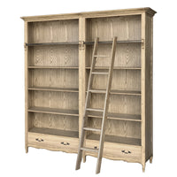 French Provincial Provence Extendable Library Bookcase Natural Ash with Ladder