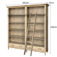 French Provincial Provence Extendable Library Bookcase Natural Ash with Ladder