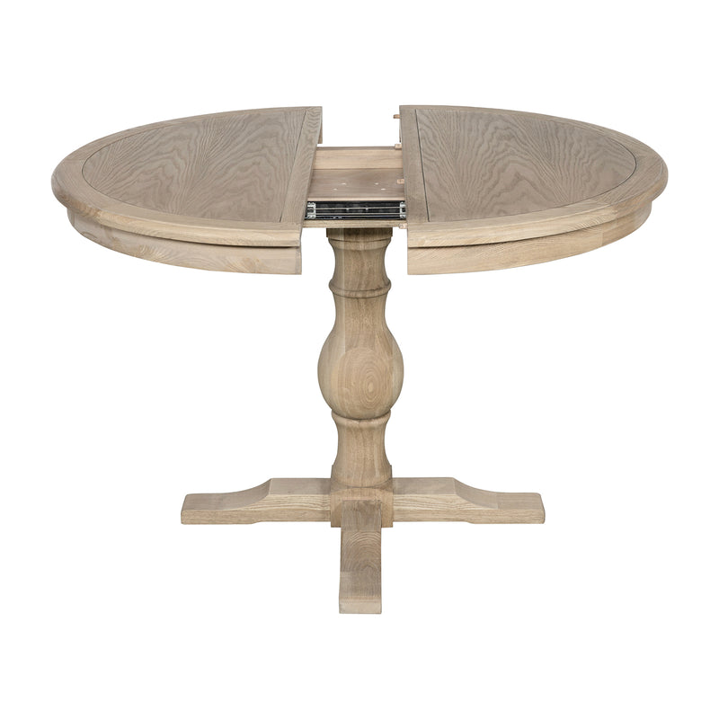 Hamptons Extendable/French Provincial Pedestal Round 100-150cm Extendable Dining Table NATURAL ASH