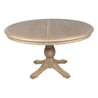 French Provincial Farmhouse 140-180cm Pedestal Extendable Round Dining Table Elm wood