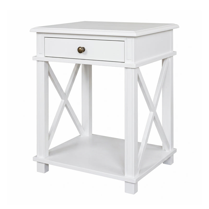 Hamptons Coastal Cross 1 Drawer Bedside Table