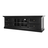 Hamptons Halifax TV Entertainment Unit with 4 Drawers Glass Doors Storage 180cm