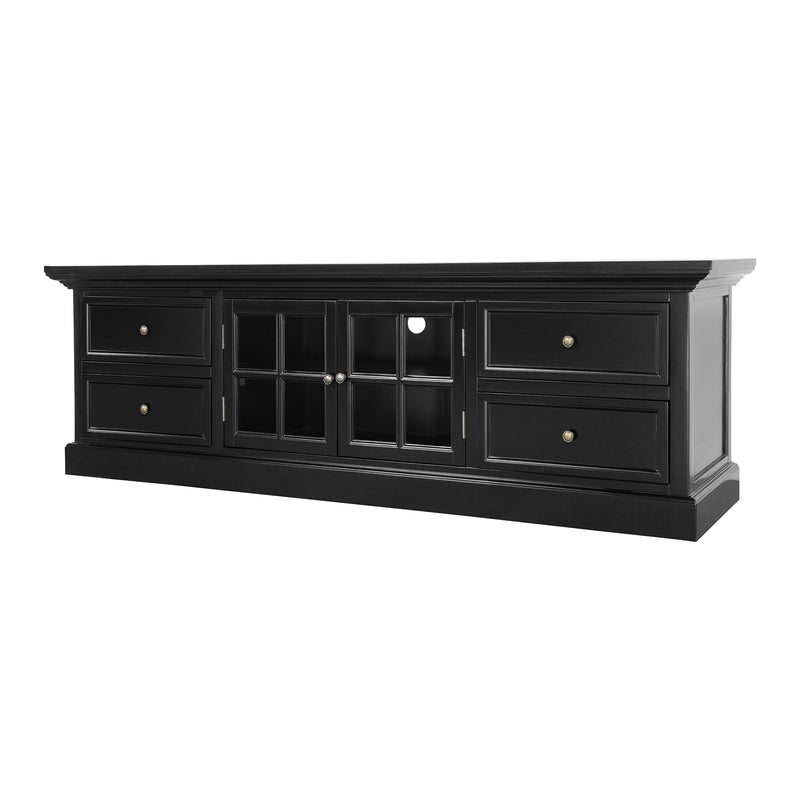 Hamptons Halifax TV Entertainment Unit with 4 Drawers Glass Doors Storage 180cm