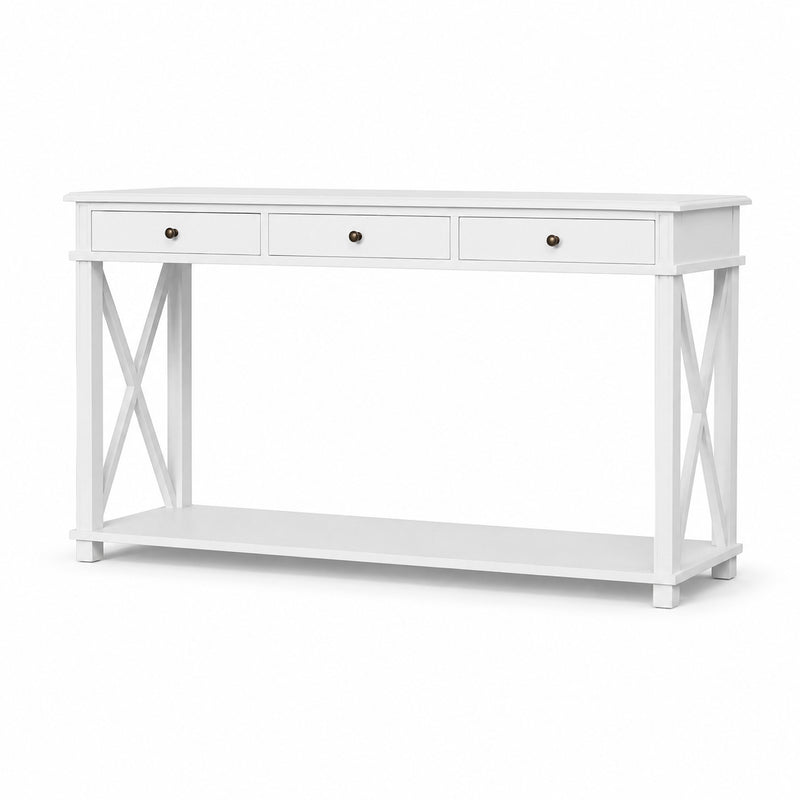 Hamptons Halifax Side Cross 3 Drawer Console Hall Table