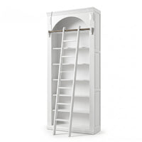 Hamptons Heritage Open Library Arched Extendable Bookshelf/Bookcase with Ladder 100cm - 300cm Wide
