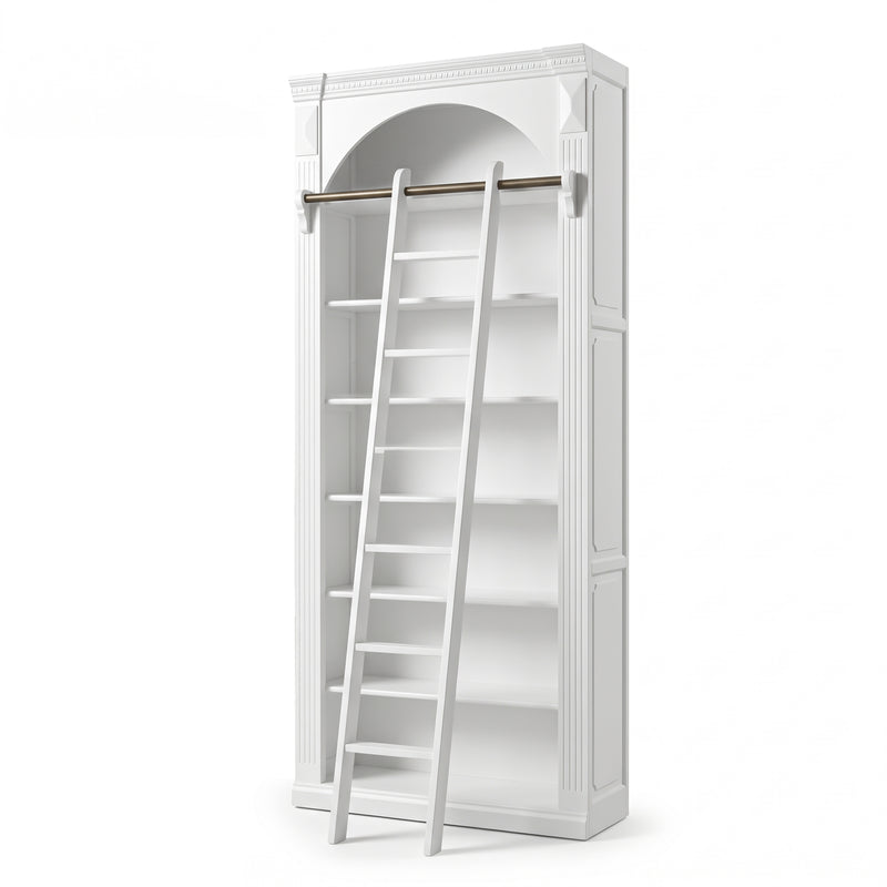 Hamptons Heritage Open Library Arched Extendable Bookshelf/Bookcase with Ladder 100cm - 300cm Wide