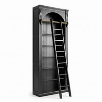 Hamptons Heritage Open Library Arched Extendable Bookshelf/Bookcase with Ladder 100cm - 300cm Wide