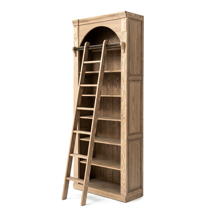 Hamptons Heritage Open Library Arched Extendable Bookshelf/Bookcase with Ladder 100cm - 300cm Wide